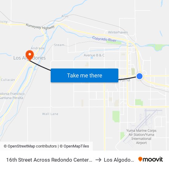 16th Street Across Redondo Center Drive to Los Algodones map