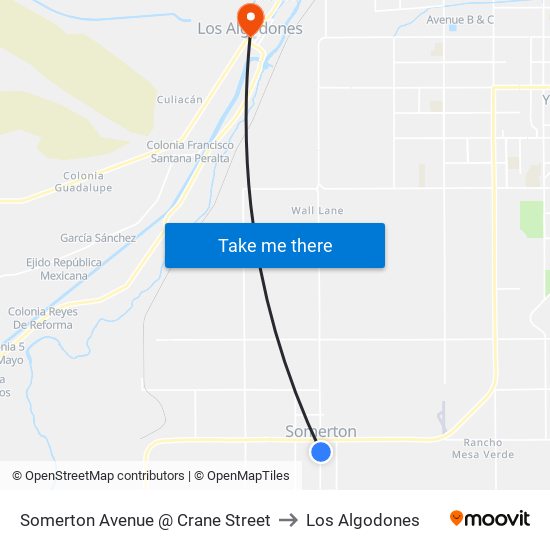 Somerton Avenue @ Crane Street to Los Algodones map