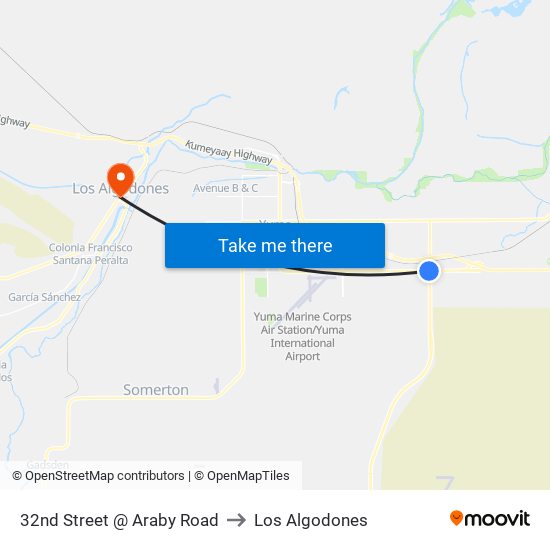 32nd Street @ Araby Road to Los Algodones map