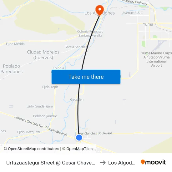 Urtuzuastegui Street @ Cesar Chavez Avenue to Los Algodones map