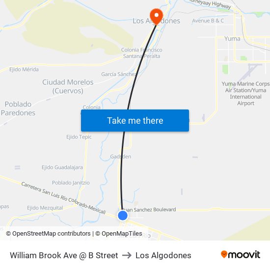 William Brook Ave @ B Street to Los Algodones map