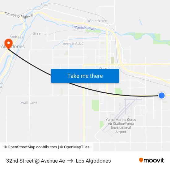 32nd Street @ Avenue 4e to Los Algodones map