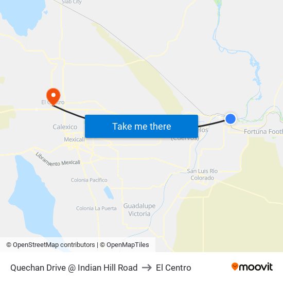 Quechan Drive @ Indian Hill Road to El Centro map