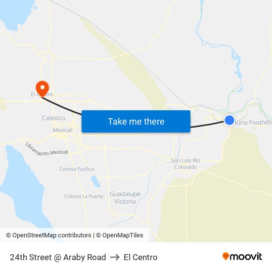 24th Street @ Araby Road to El Centro map