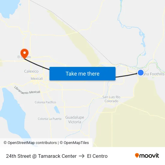 24th Street @ Tamarack Center to El Centro map