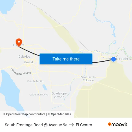 South Frontage Road @ Avenue 9e to El Centro map