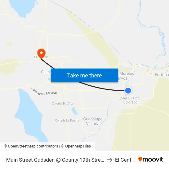 Main Street Gadsden @ County 19th Street to El Centro map