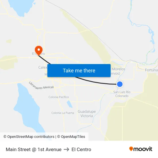 Main Street @ 1st Avenue to El Centro map