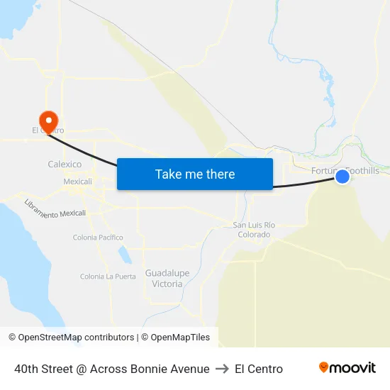 40th Street @ Across Bonnie Avenue to El Centro map