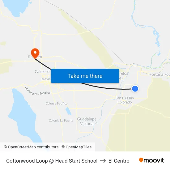 Cottonwood Loop @ Head Start School to El Centro map