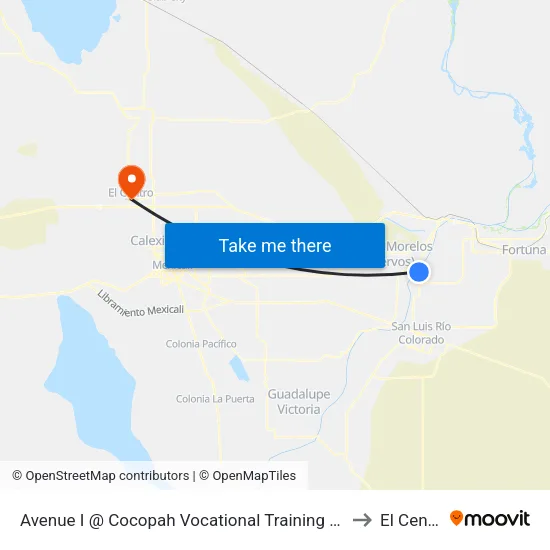 Avenue I @ Cocopah Vocational Training Center to El Centro map