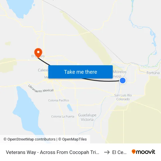 Veterans Way - Across From Cocopah Tribal Police to El Centro map