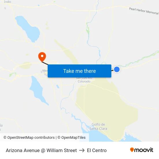 Arizona Avenue @ William Street to El Centro map