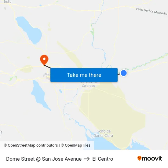 Dome Street @ San Jose Avenue to El Centro map
