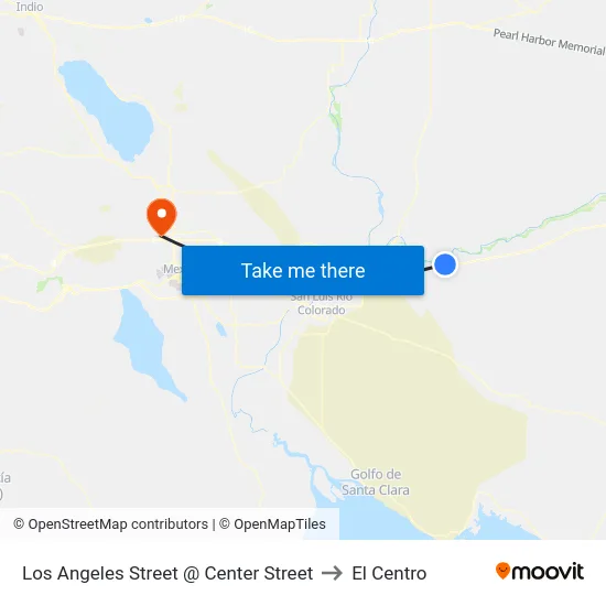 Los Angeles Street @ Center Street to El Centro map