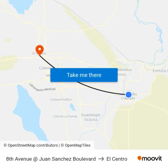 8th Avenue @ Juan Sanchez Boulevard to El Centro map