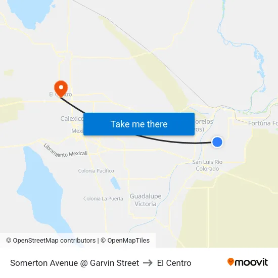 Somerton Avenue @ Garvin Street to El Centro map