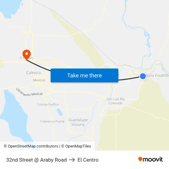 32nd Street @ Araby Road to El Centro map