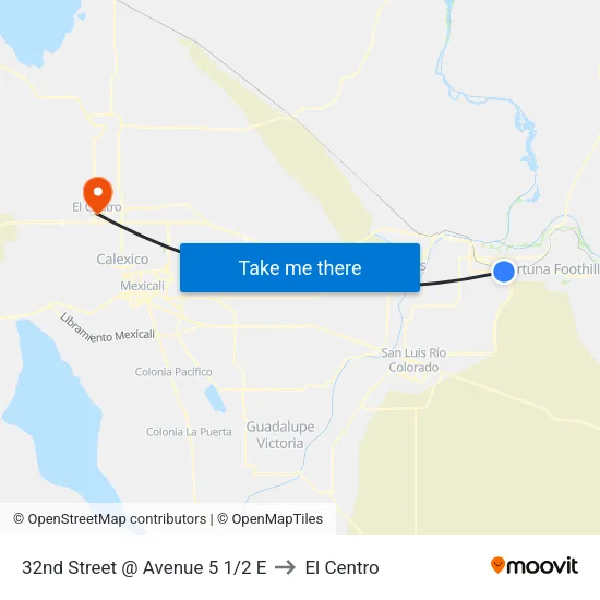 32nd Street @ Avenue 5 1/2 E to El Centro map