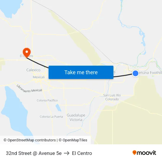 32nd Street @ Avenue 5e to El Centro map