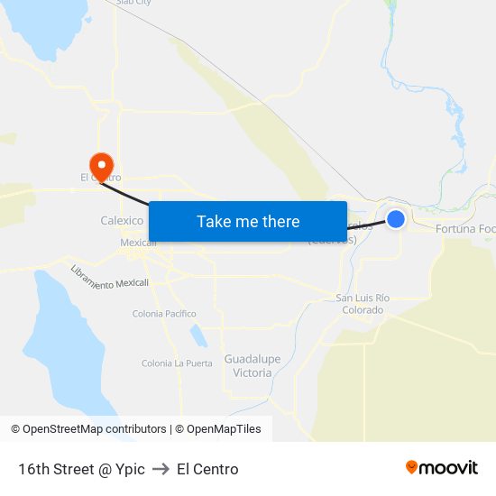 16th Street @ Ypic to El Centro map
