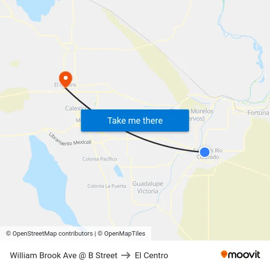 William Brook Ave @ B Street to El Centro map