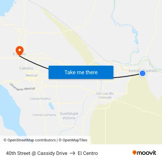 40th Street @ Cassidy Drive to El Centro map