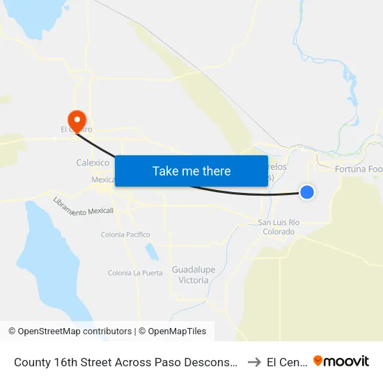 County 16th Street Across Paso Desconso Avenue to El Centro map