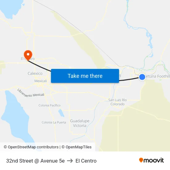 32nd Street @ Avenue 5e to El Centro map