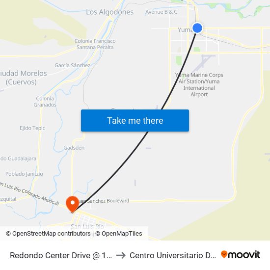 Redondo Center Drive @ 16th Street to Centro Universitario De Sonora map
