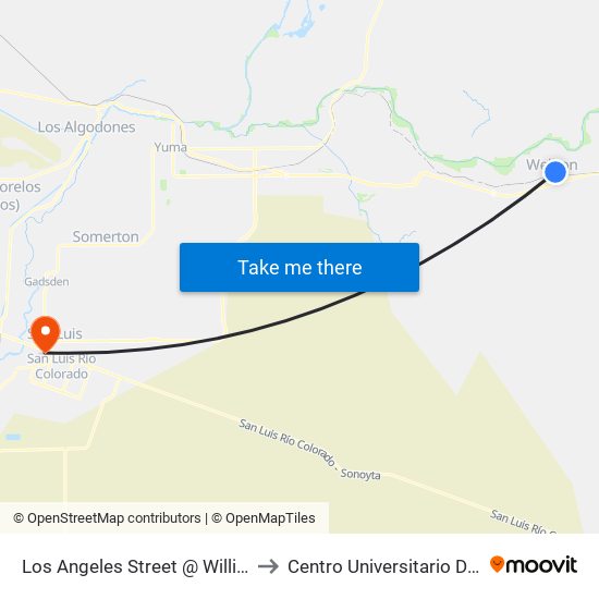 Los Angeles Street @ William Street to Centro Universitario De Sonora map