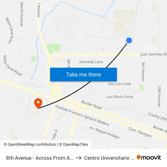 8th Avenue - Across From America Street to Centro Universitario De Sonora map