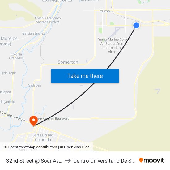 32nd Street @ Soar Avenue to Centro Universitario De Sonora map