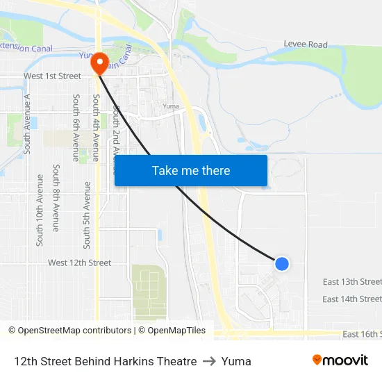12th Street Behind Harkins Theatre to Yuma map
