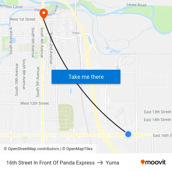 16th Street In Front Of Panda Express to Yuma map