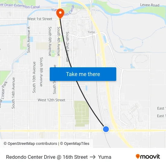 Redondo Center Drive @ 16th Street to Yuma map
