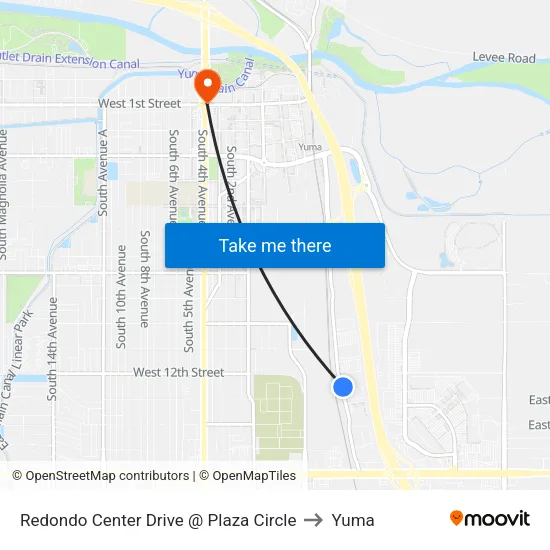 Redondo Center Drive @ Plaza Circle to Yuma map