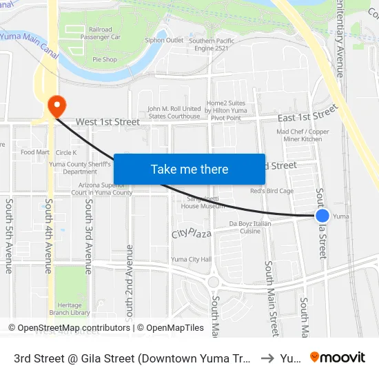 3rd Street @ Gila Street (Downtown Yuma Transit Center) to Yuma map