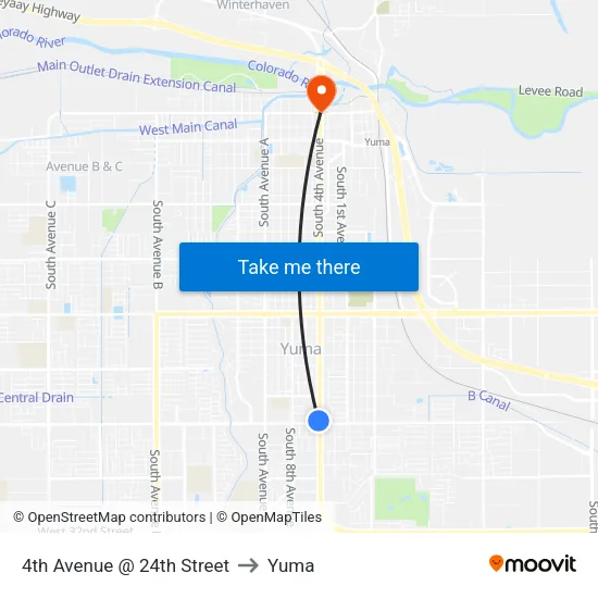 4th Avenue @  24th Street to Yuma map