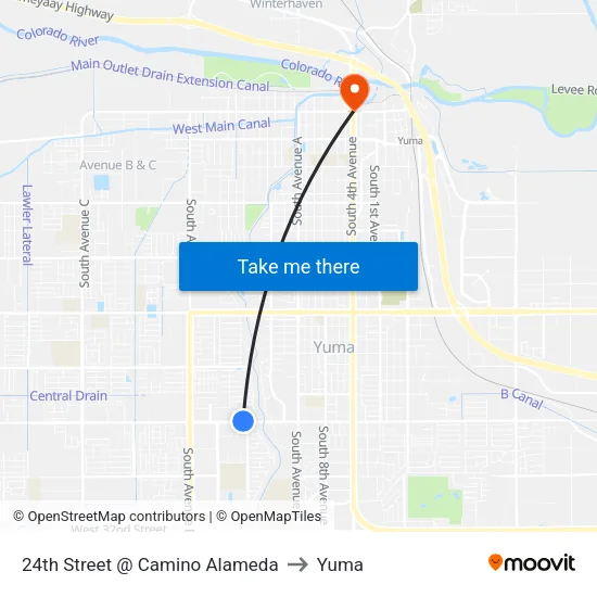 24th Street @ Camino Alameda to Yuma map