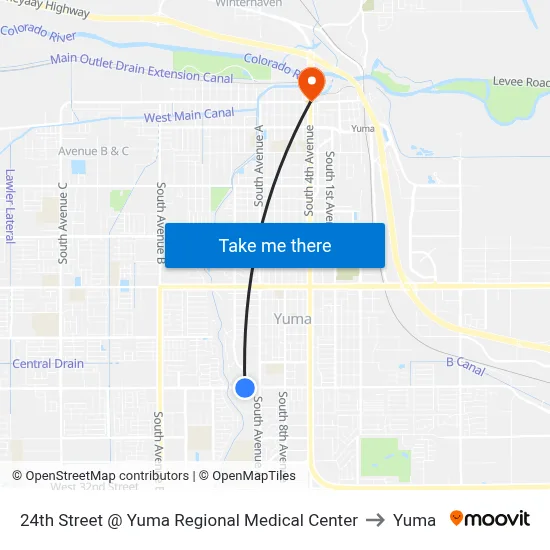 24th Street @ Yuma Regional Medical Center to Yuma map
