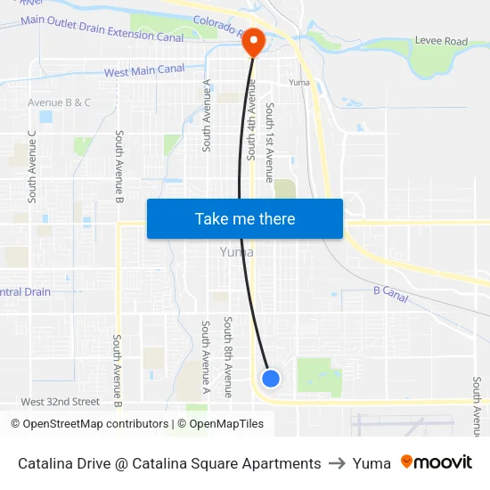 Catalina Drive @ Catalina Square Apartments to Yuma map