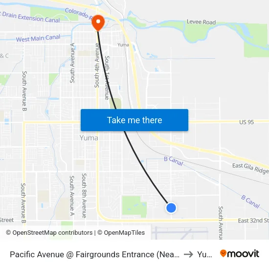 Pacific Avenue @ Fairgrounds Entrance (Near 32nd) to Yuma map