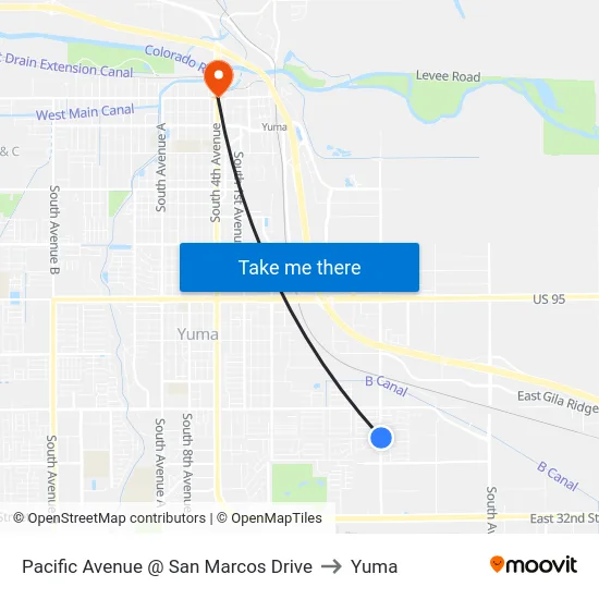 Pacific Avenue @ San Marcos Drive to Yuma map