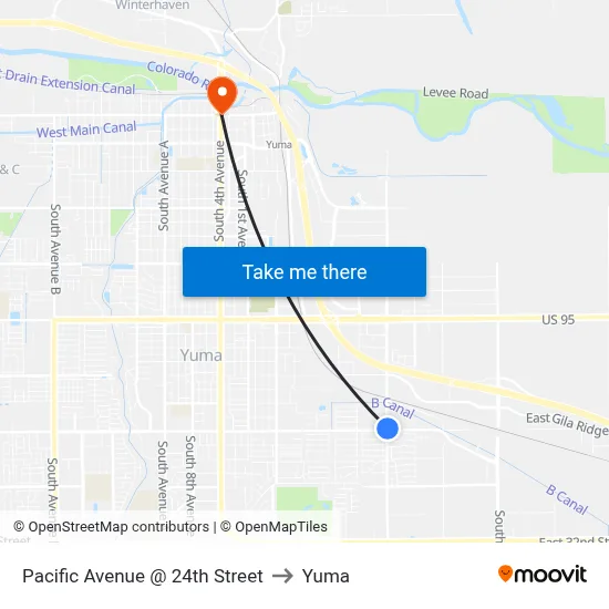 Pacific Avenue @ 24th Street to Yuma map