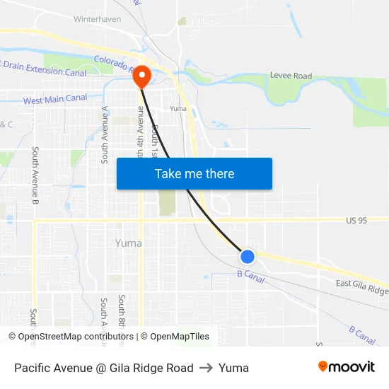 Pacific Avenue @ Gila Ridge Road to Yuma map
