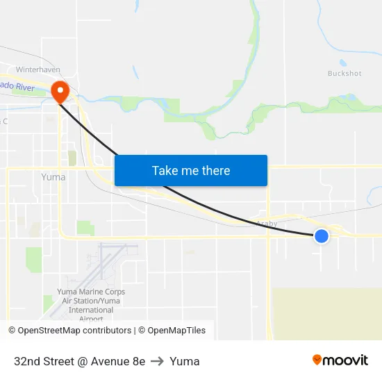 32nd Street @ Avenue 8e to Yuma map