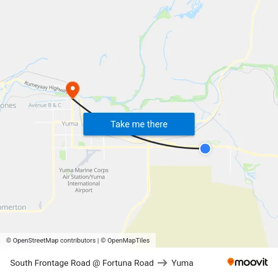 South Frontage Road @ Fortuna Road to Yuma map