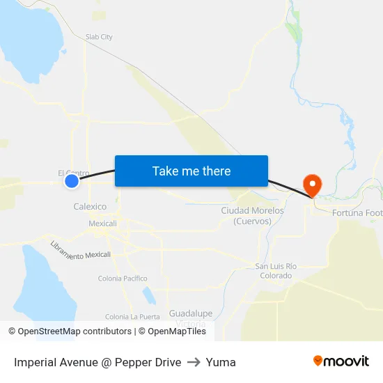 Imperial Avenue @ Pepper Drive to Yuma map