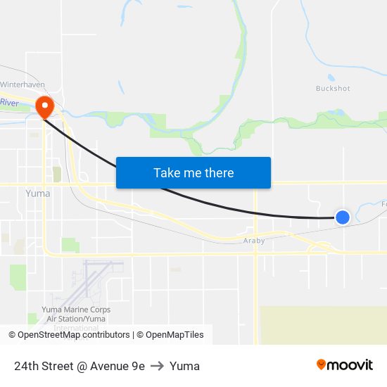 24th Street @ Avenue 9e to Yuma map